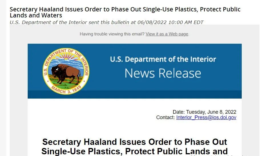 美國將逐步淘汰公共土地上的一次性塑料制品，或使用生物降解材料替代